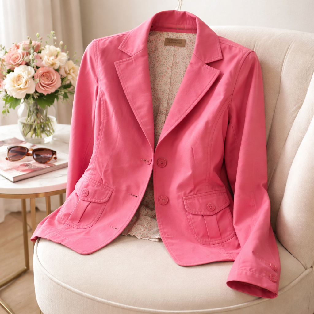 I. e. relaxed the "Spring Fling" Pink Cotton Casual Blazer