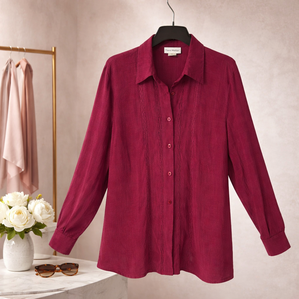 Rena Rowan Woman the "Heritage" Red Pintuck Tunic Shirt Size 18W