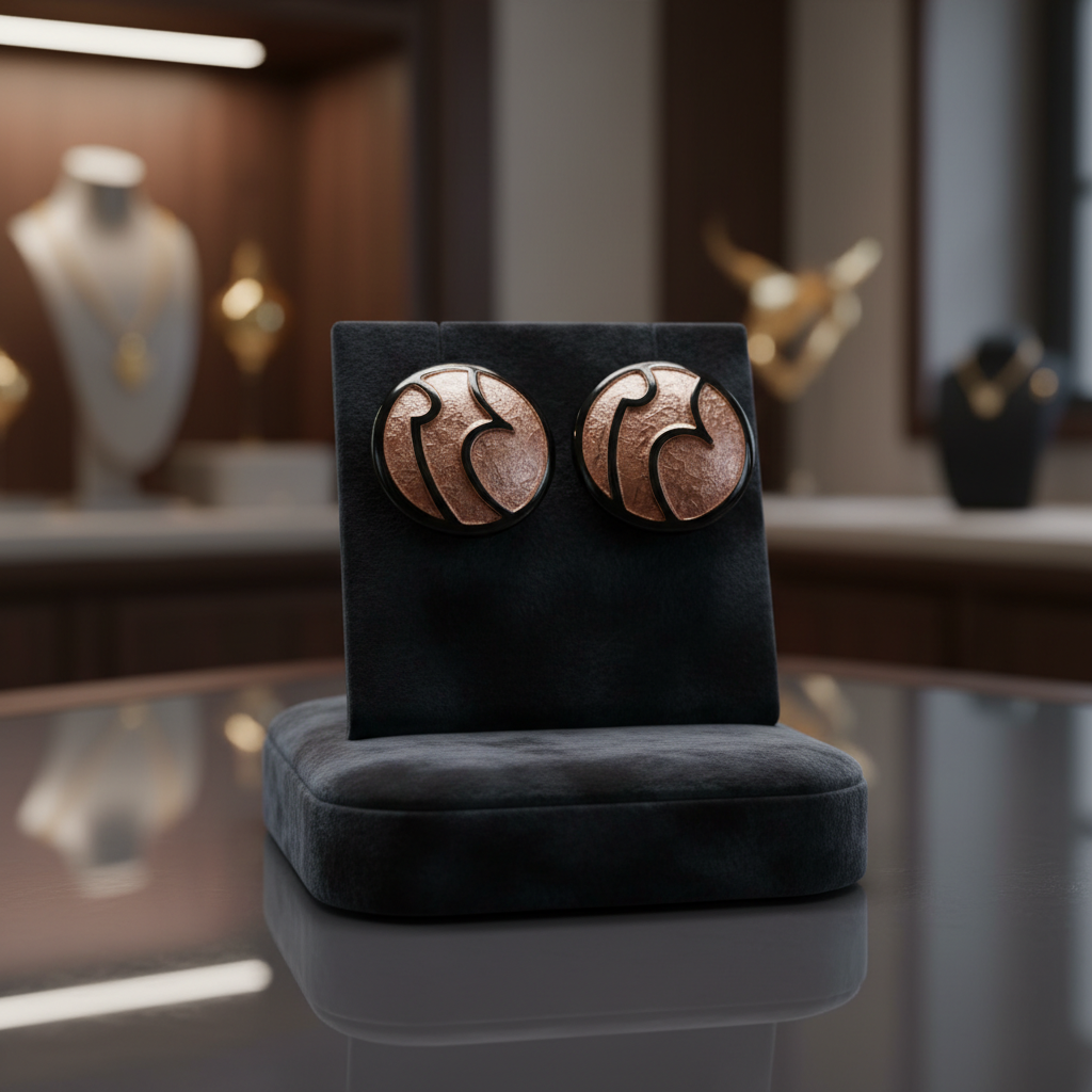 Retro Statement: The Rose Gold-Tone Abstract Spiral Clip-On Earrings