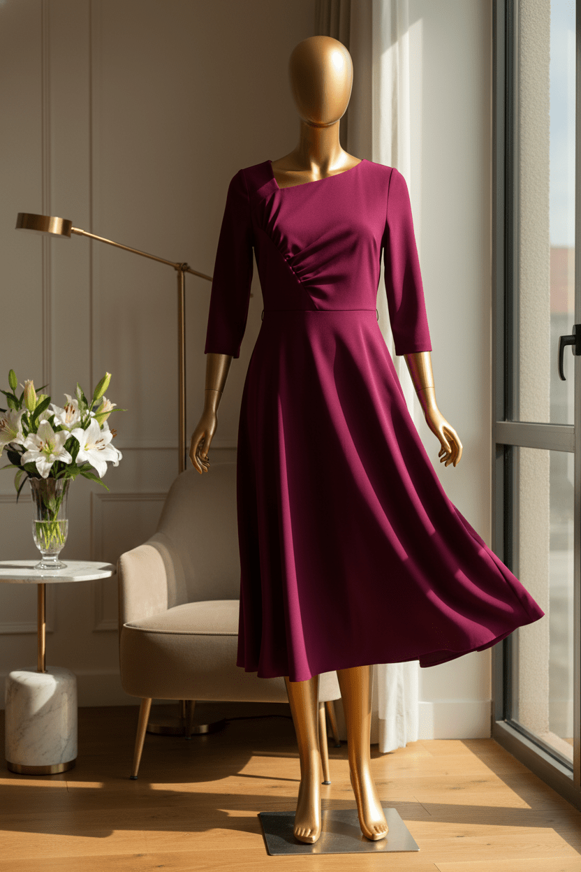 Calvin Klein bold and elegant stunning magenta A - line dress - All Seasons Curves
