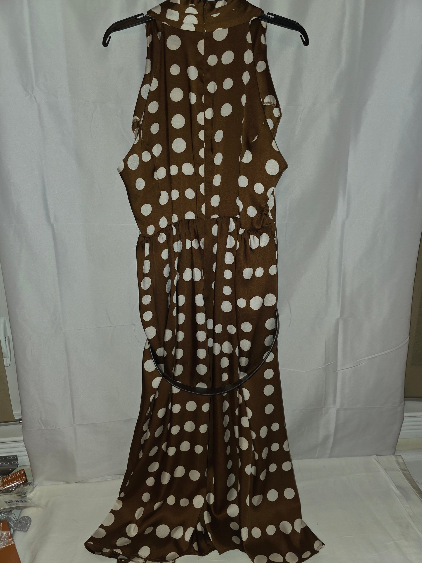 Donna Karan New York Brown Polka - Dot Halter A - Line Midi Dress Size 16 - All Seasons Curves
