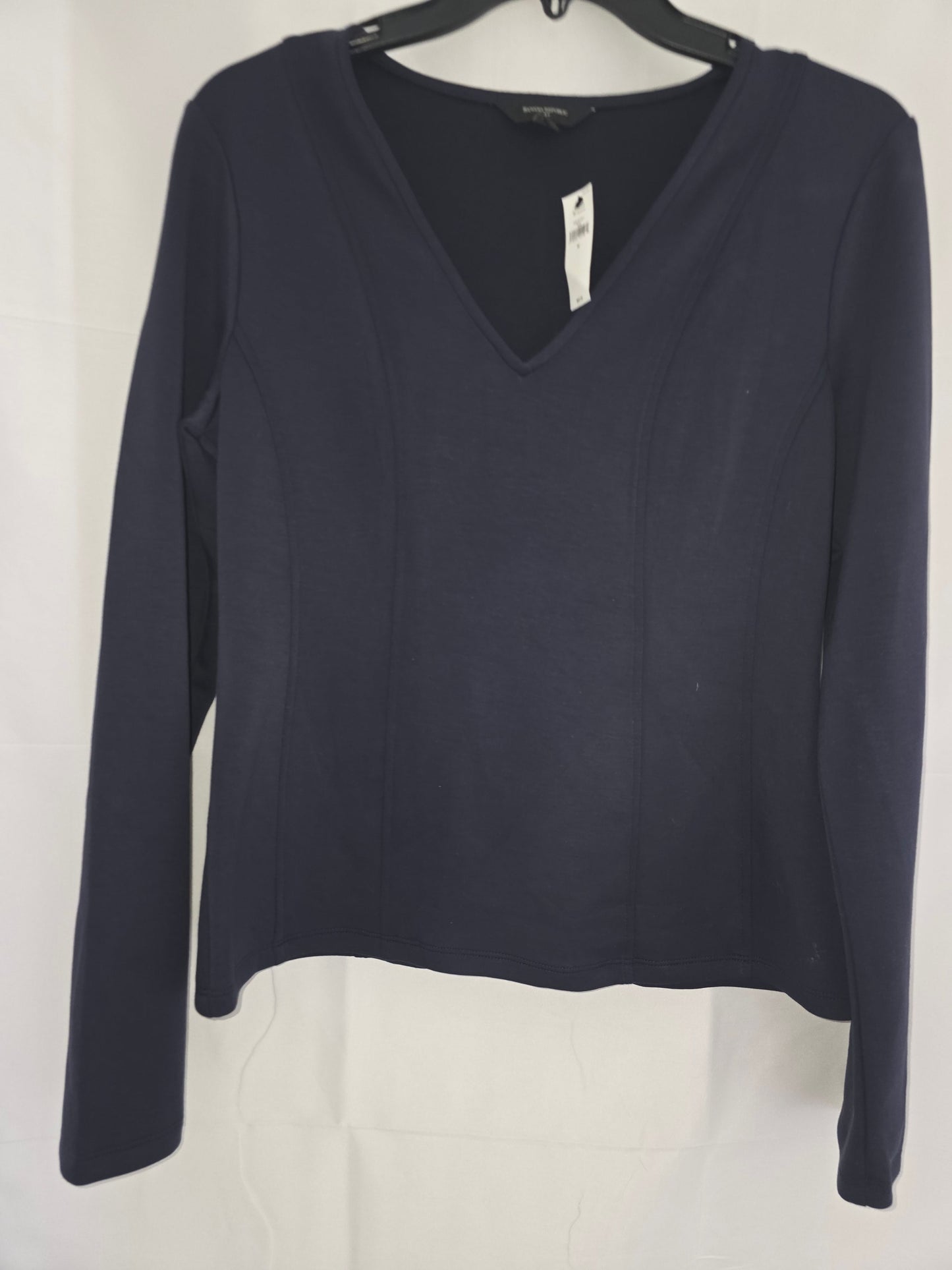 Banana Republic Soft Touch Scuba Fitted V - Neck Top in Preppy Navy Size M - All Seasons Curves
