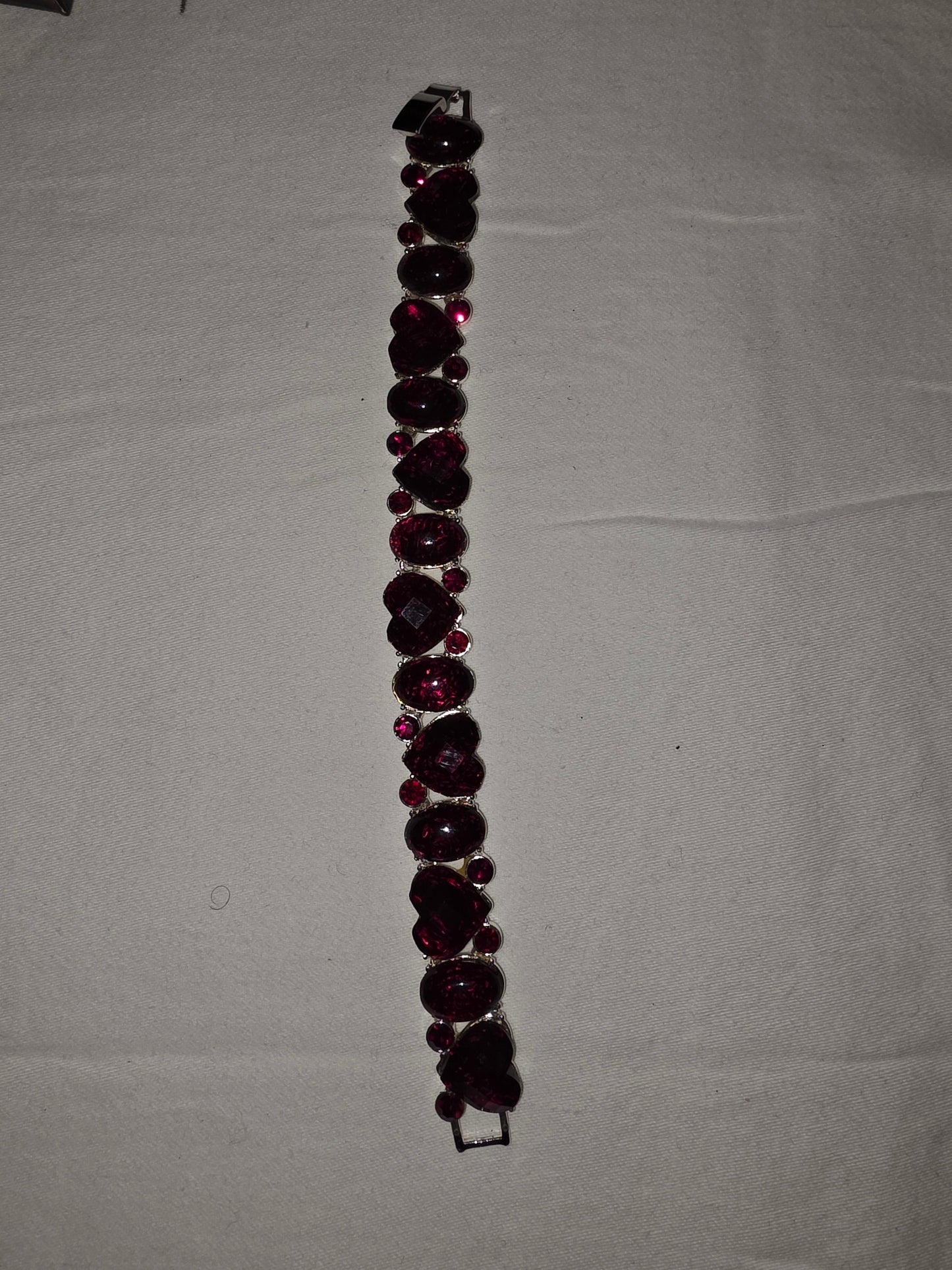 Elegant Deep Red Garnet - Tone Crystal Link Bracelet - All Seasons Curves
