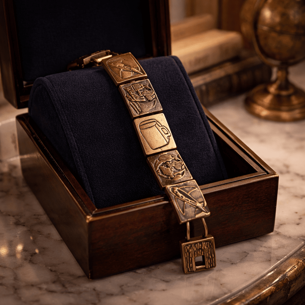 Vintage Gold - Tone "Storyteller" Panel Link Bracelet - All Seasons Curves