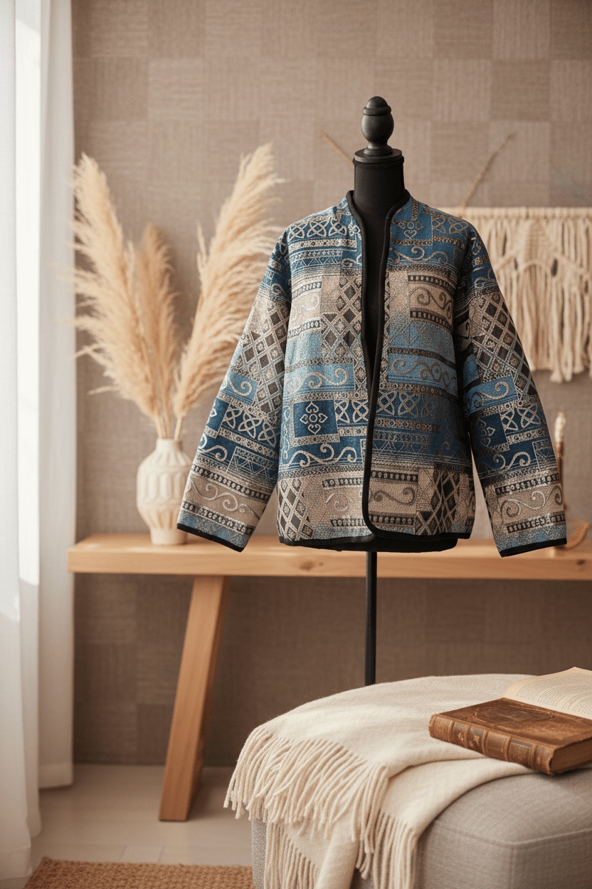 NWT Serengeti catalog Blue & Beige Tapestry Jacket - All Seasons Curves