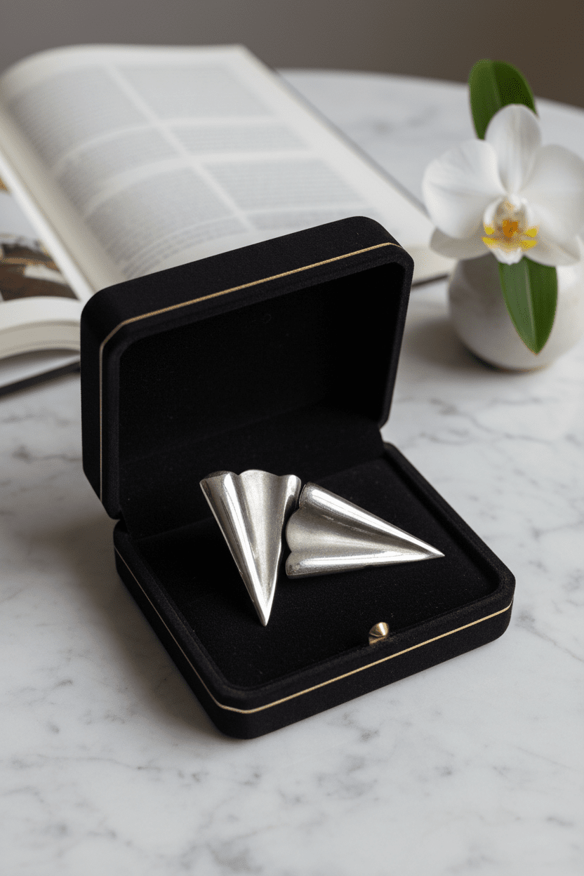 Modernist Sterling Silver Conical Stud Earrings - All Seasons Curves