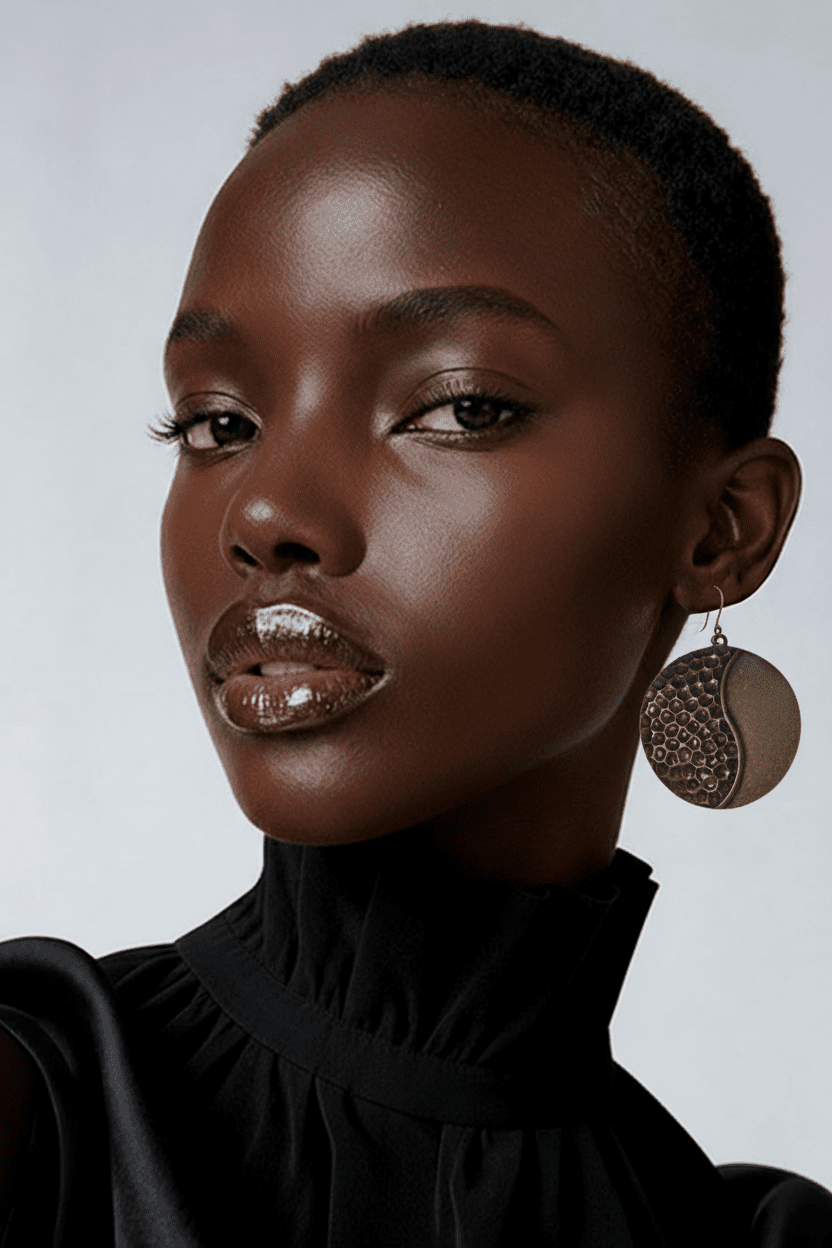 Statement Honeycomb and Hammered Disc Dangle Earrings - All Seasons Curves