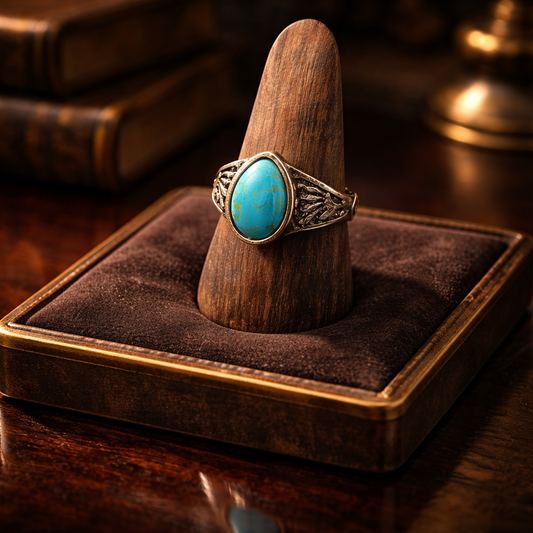 Bohemian Teardrop Turquoise Ring | 925 Sterling Silver Detailed Band Statement Jewelry