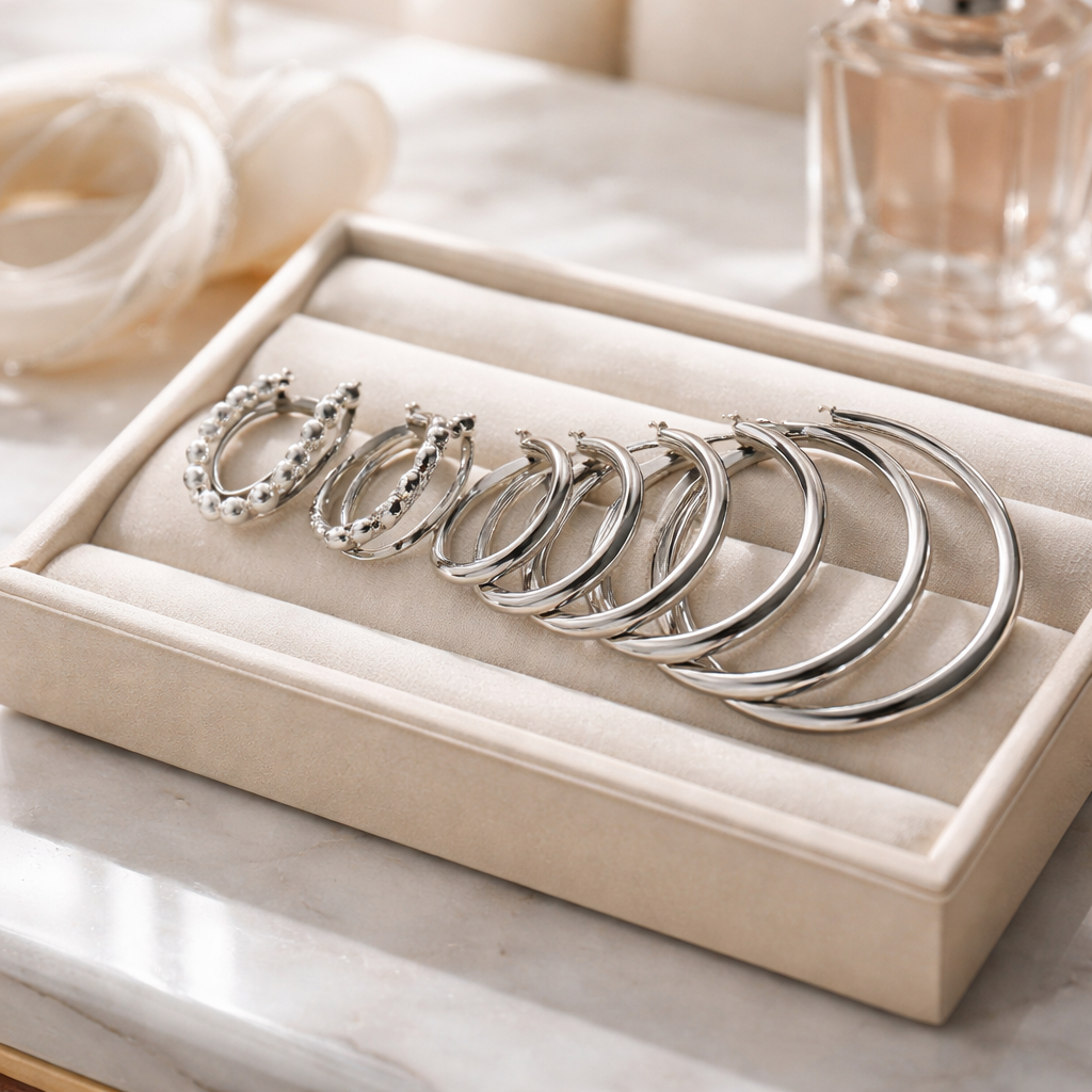 The "Everyday Essential" Silver-Toned Assorted Hoop Earring Set (6 Pairs)
