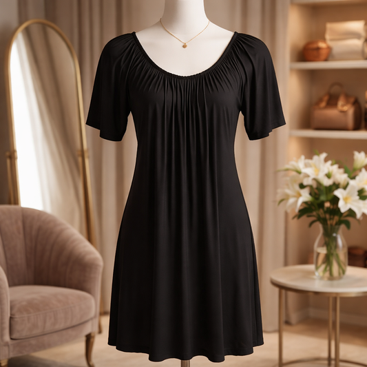 The Tiana B. Classic Gathered Neck Little Black Dress Size Large