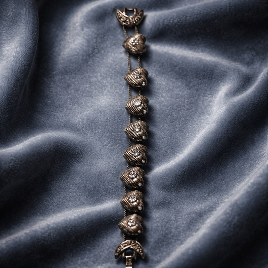 The "Valentina" Vintage-Inspired Crystal Heart Link Bracelet