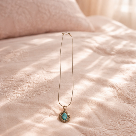 The "Desert Bloom" Vintage-Inspired Turquoise Pendant Necklace
