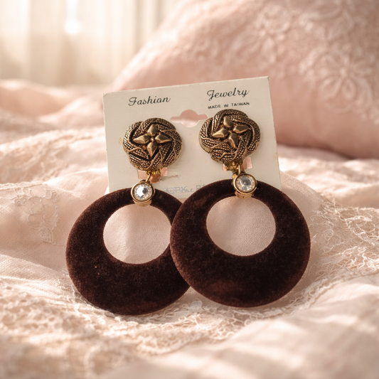 The "Victorian Velvet" Brown & Gold Drop Statement Earrings