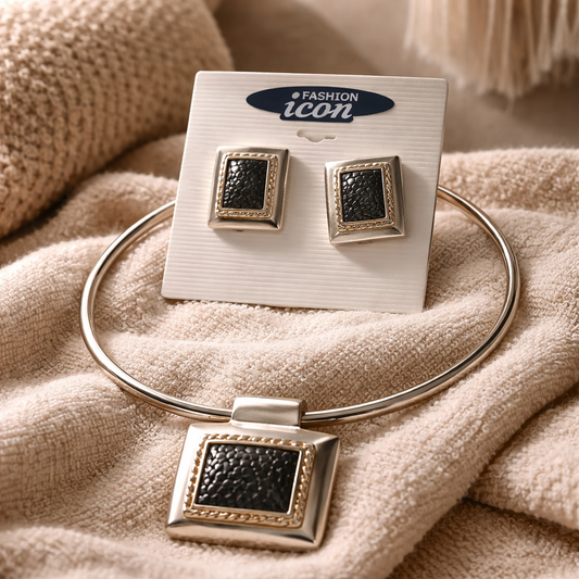 The "Iconic" Two-Tone Gold & Black Statement Jewelry Set