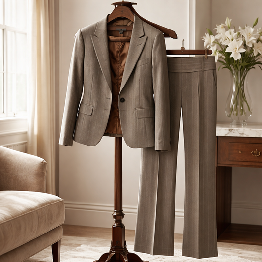 Gently worn The BCX Junior Pinstripe Power Suit: Blazer & Wide-Leg Trousers Size M