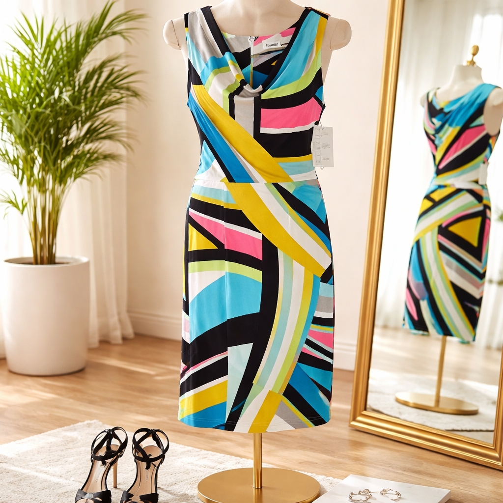 The Calvin Klein Geometric Print Sheath Dress Size 6