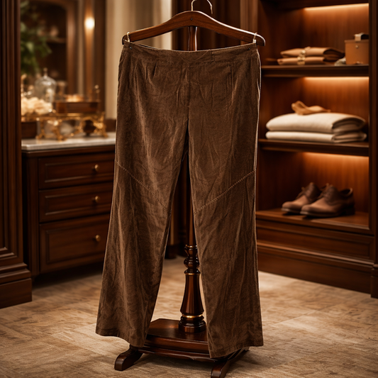 New without Tag NortonMcNaughton Woman the "Heritage" Brown Fine-Wale Corduroy Trousers Size 22W