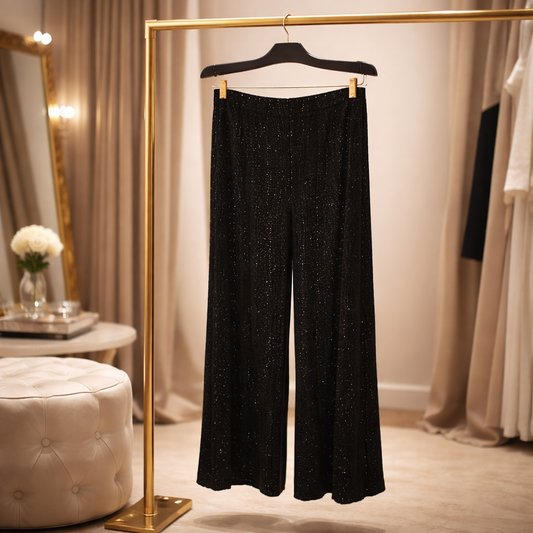 New without Tag The "Starlight" Black Sequin Wide-Leg Pants Size 14