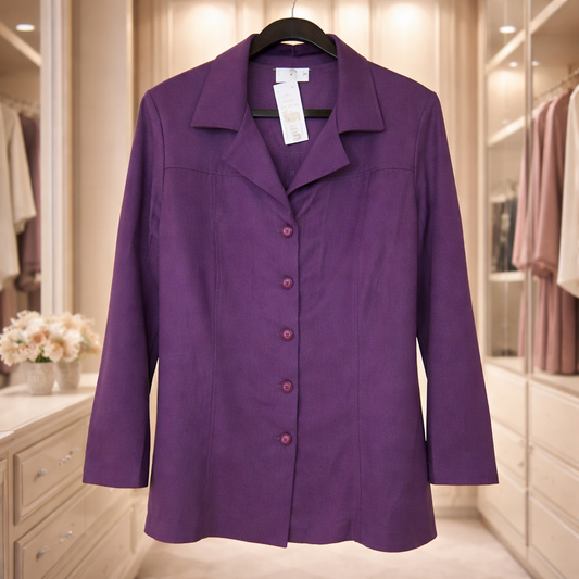 Linda Karen the "Amethyst" Tailored Button-Front Tunic Blazer Size 20W