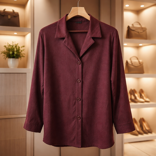 New without Tag BRIGGS New York The "Everyday Comfort" Burgundy Knit Button-Down Shirt Size 1X