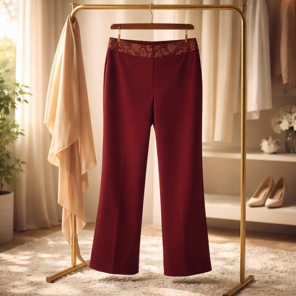 Norton McNaughton stretch The "Opulent Bloom" Embroidered Wide-Leg Trousers Size 18W