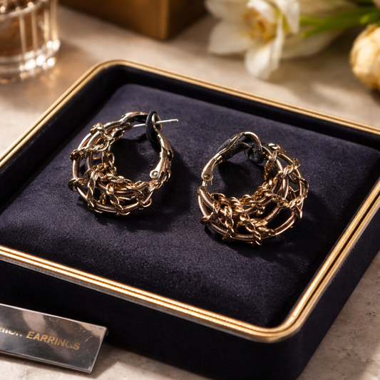 Avant-Garde "Barbed Wire" Chain Hoop Earrings