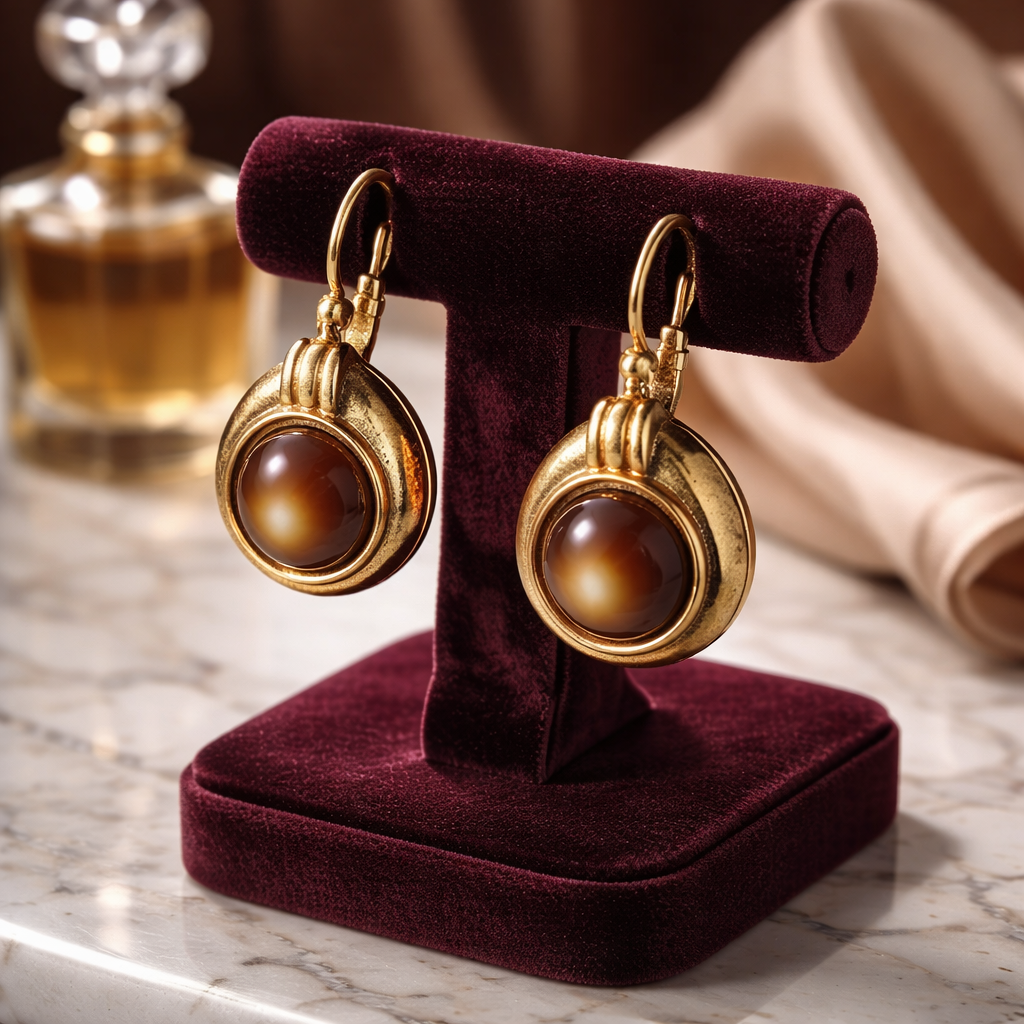 Opulent Vintage-Inspired Amber Cabochon Drop Earrings