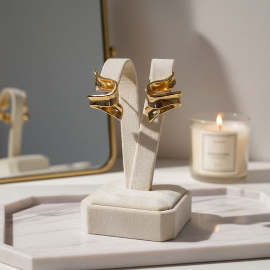 The "Aethel" Collection: Sculptural Wave-Form Stud Earrings