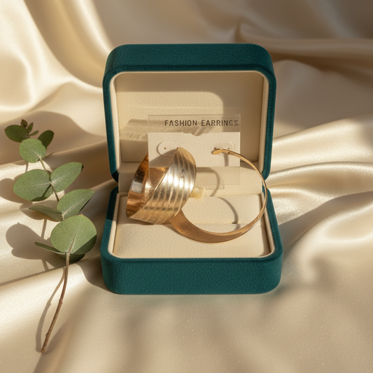 The "Tidal Rib" Collection: Wide Sculptural Gold Hoop Earrings