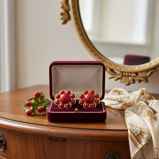 A Pop of Retro Color: Vintage pink Flower Clip-On Earrings