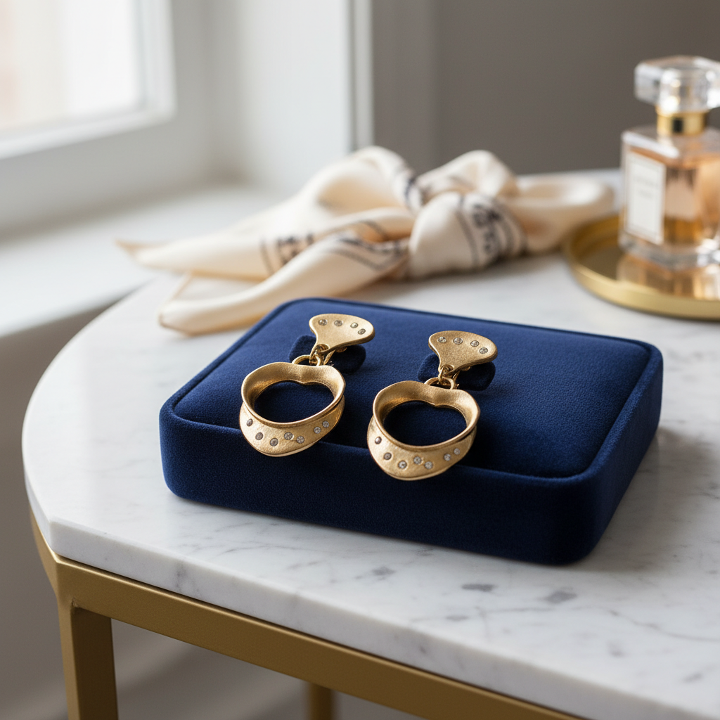 Romantic Crystal-Accent Heart Drop Clip-On Earrings