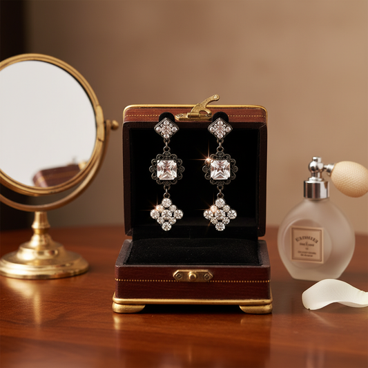 Vintage Glamour: The Cascading Crystal Drop Earrings