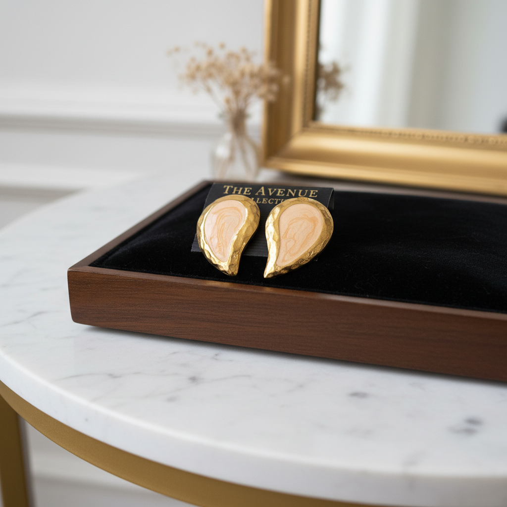 The "Avenue" Collection: Waved Teardrop Enamel Earrings