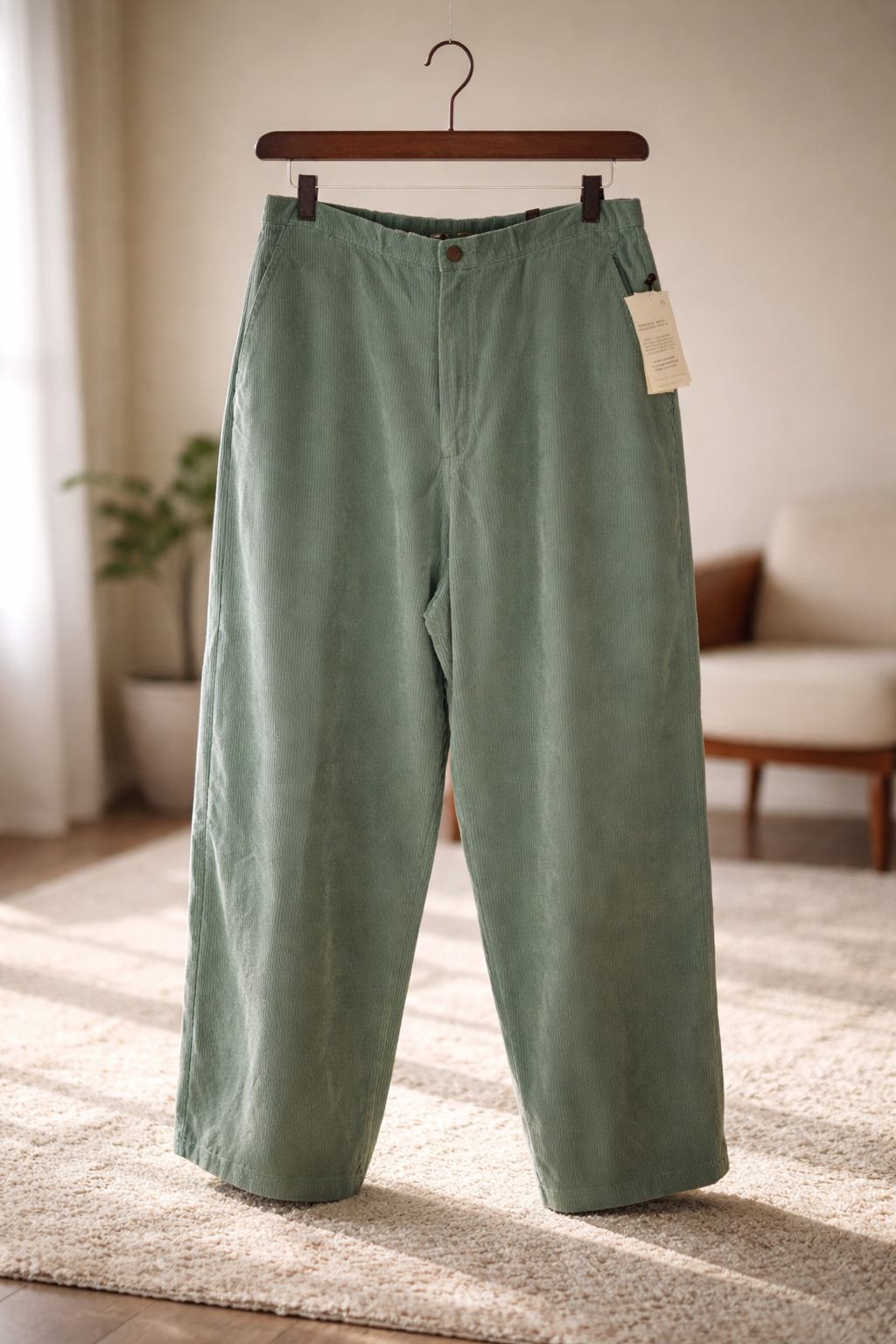 Karen Scott The Wide-Wale Barrel Pant in Sage Size XL