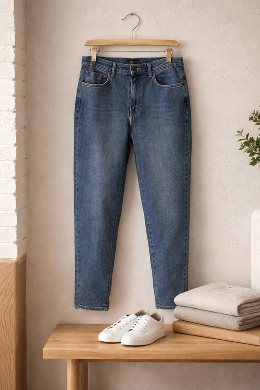 Venezia Everyday Essential: High-Rise Straight Ankle Jeans in Medium Blue Wash Size 18