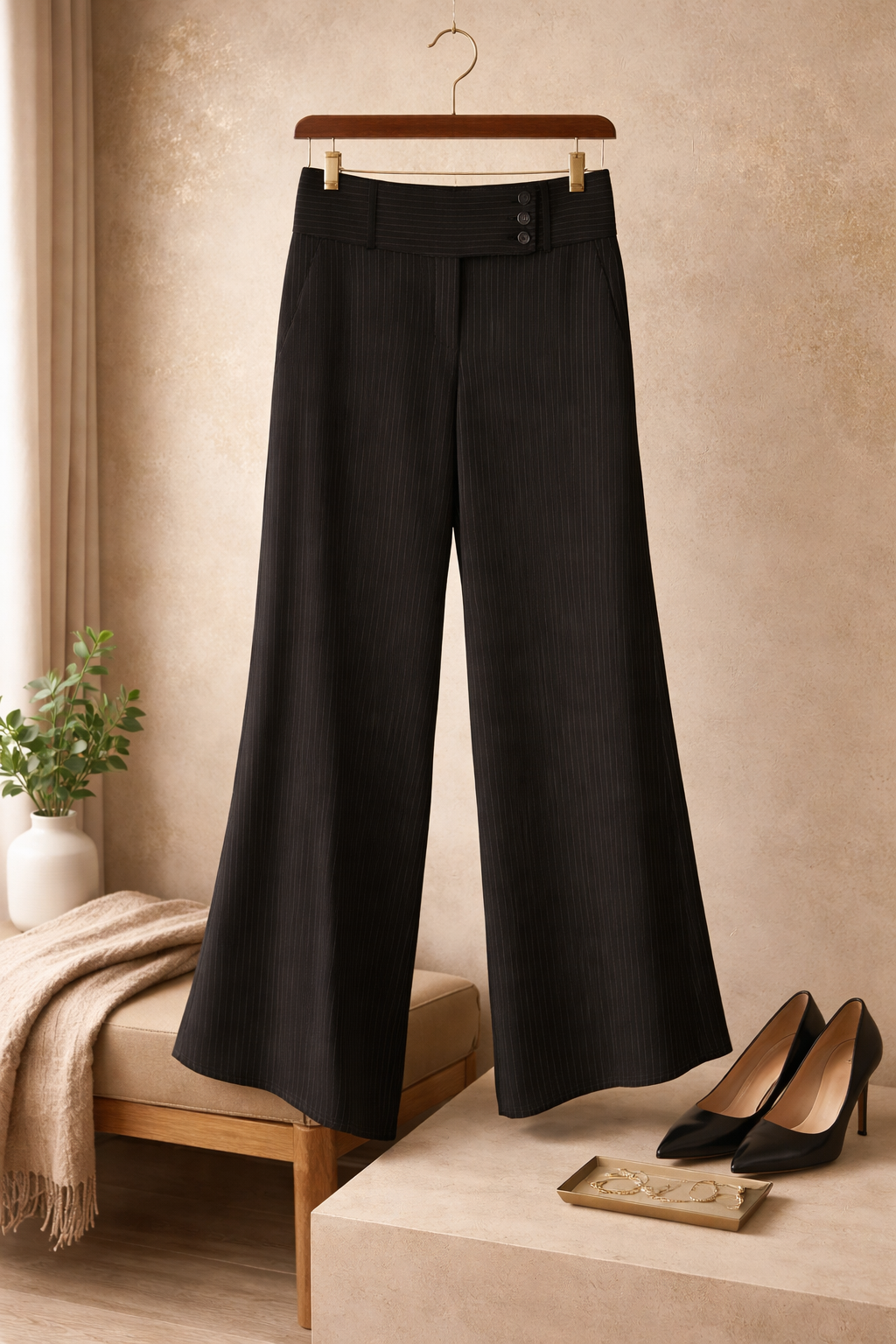 The Boardroom Essential: BCBGMAXAZRIA High-Rise Pinstripe Trousers Size 2