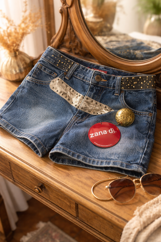 Y2K Glam: Zana Di Embellished Denim Cut-Off Shorts Size 18