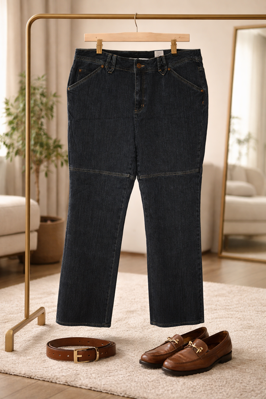 LIZ Claiborne Rugged Chic: The Utility Panel Denim Straight-Leg Jean Size 18P