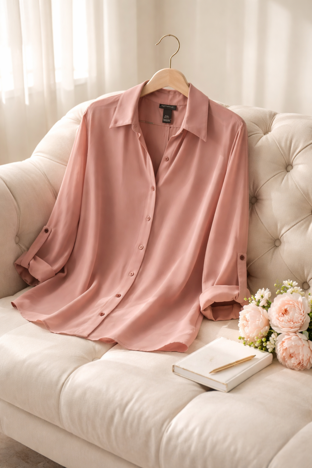 Lane BRYANT Soft Hues, Softer Feel: The Flowy Pink Button-Down Blouse Size18/20
