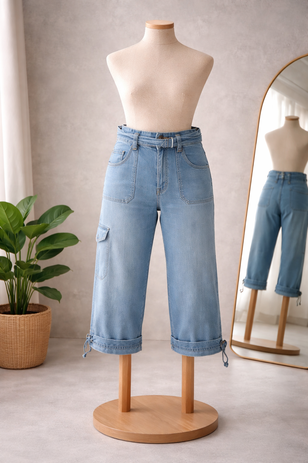 Juke Box Utility Drawstring Denim Capris Size 18