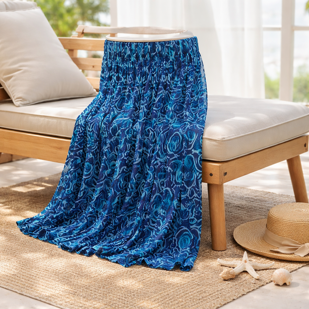 Maren Smocked-Waist Printed Maxi Skirt