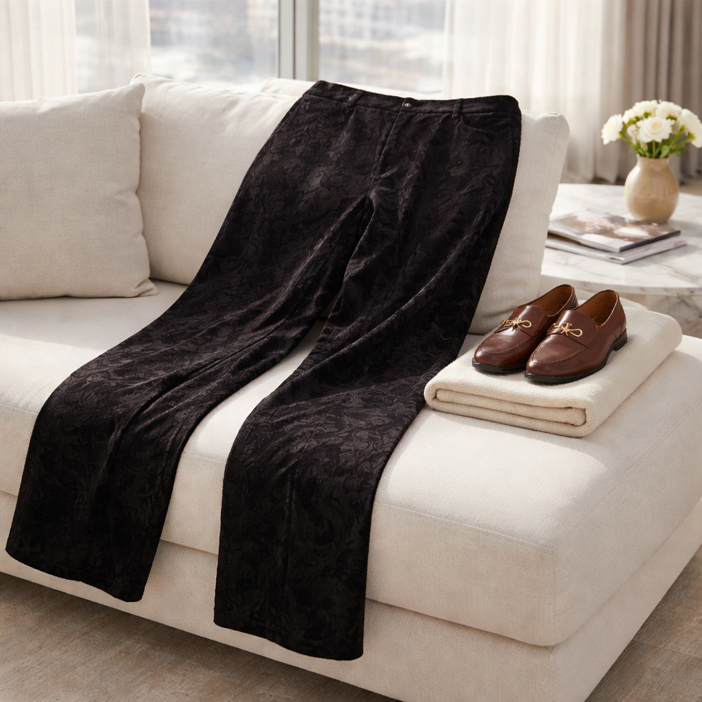 Kate Hill Floral Jacquard Velvet Straight-Leg Pants Size 18