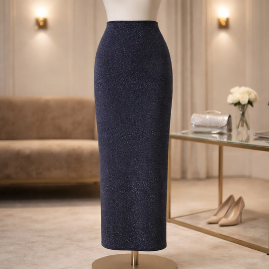 Slightly worn XOXO navy blue glitter maxi skirt. Size L