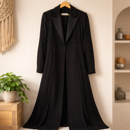 Tuxedo-style duster coat Size Large