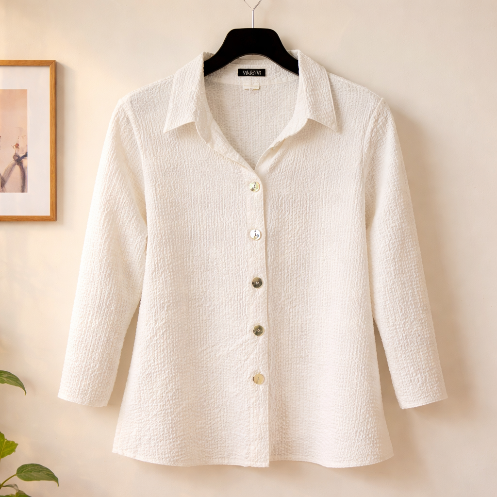 Vikki Vi textured button-down top. Size 2X