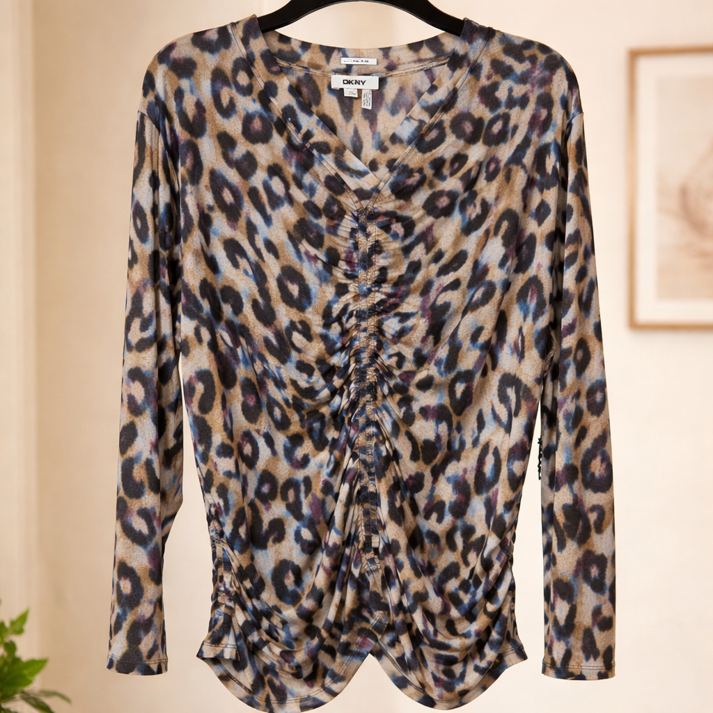 DKNY leopard print blouse. Size 2X