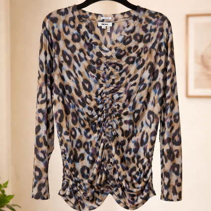 DKNY leopard print blouse. Size 2X