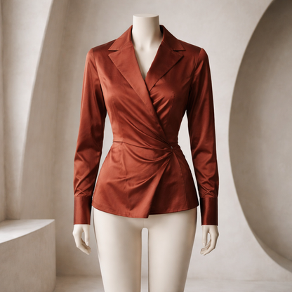 Sophisticated Ellen Tracy wrap-style blouse. Size