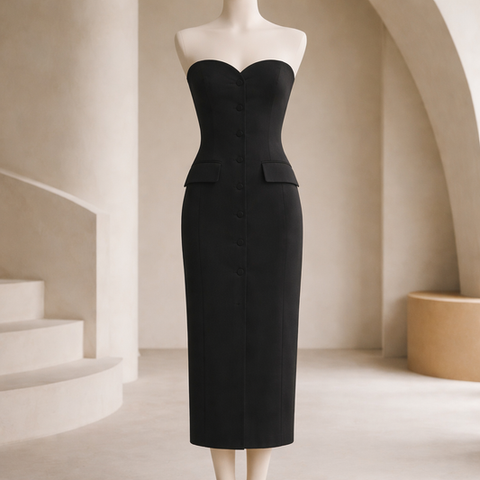 Banana Republic Strapless Button-Front Midi Dress Size 8