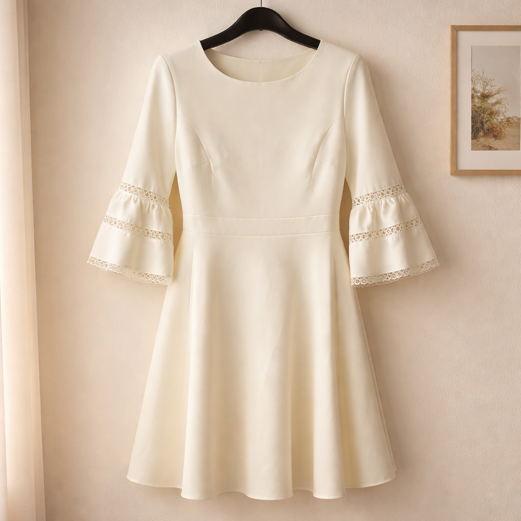 Eliza J Fit-and-Flare Dress with Bell Sleeves Size 8